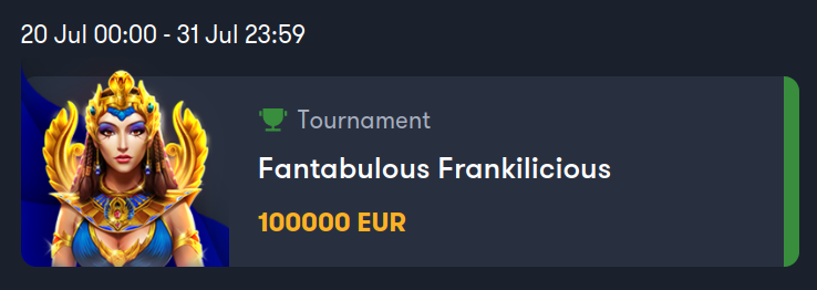 Les joueurs de Frank Casino peuvent participer au nouveau tournoi de 60 000 € de Booongo